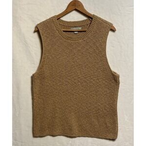 Rye‎ Grass Tan Knit Sleeveless Sweater Vest Top Women's XXL Neutral Boho Preppy